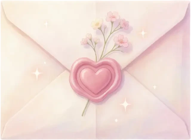 Carta de amor con un sello de cera de corazón — sprite transparente
