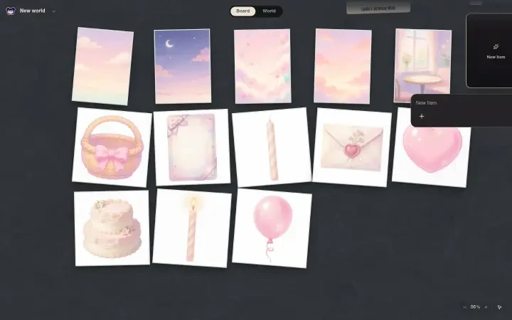 Neta Studio — the world Board with every generated asset