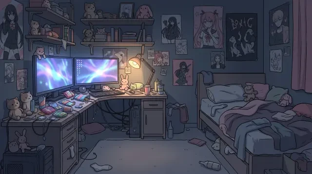 Fondo — el desordenado dormitorio