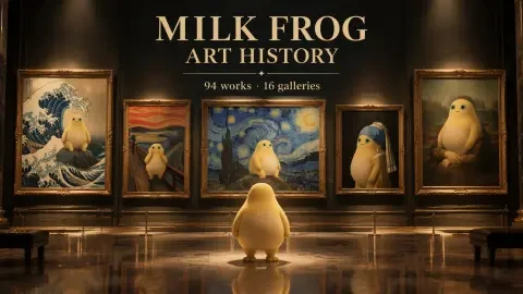 The Milk Frog Art History — 94 Masterpieces Reimagined with One Frog | Free Interactive Web Encyclopedia