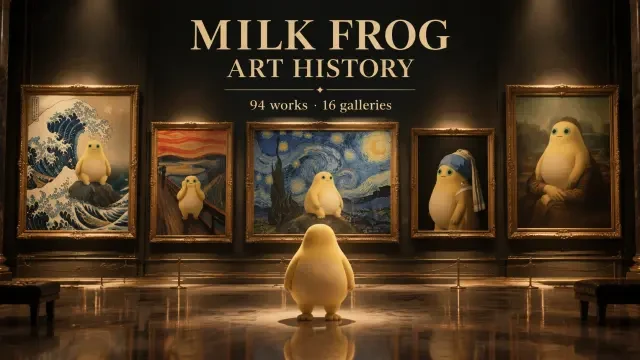 The Milk Frog Art History — 94 Masterpieces Reimagined with One Frog | Free Interactive Web Encyclopedia