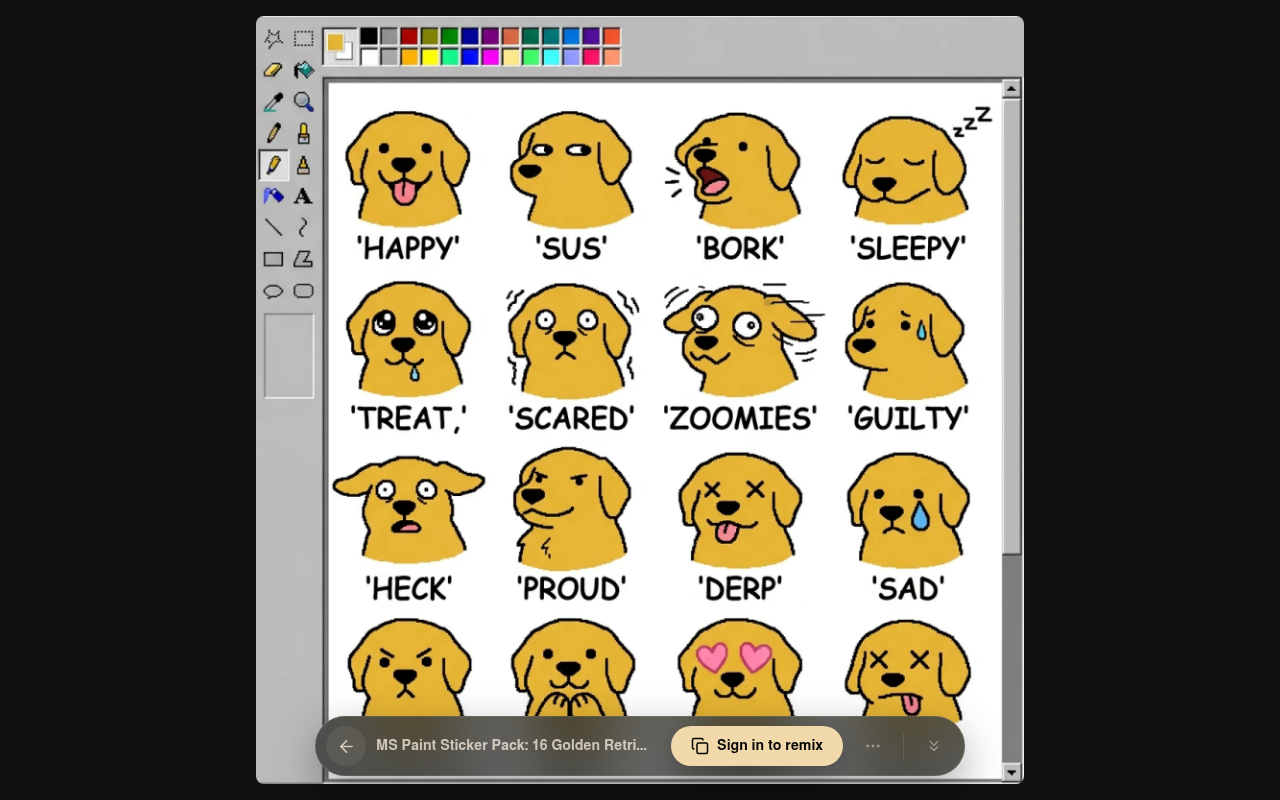 Visualizador ao vivo — Pacote de Figurinhas do MS Paint no neta.art