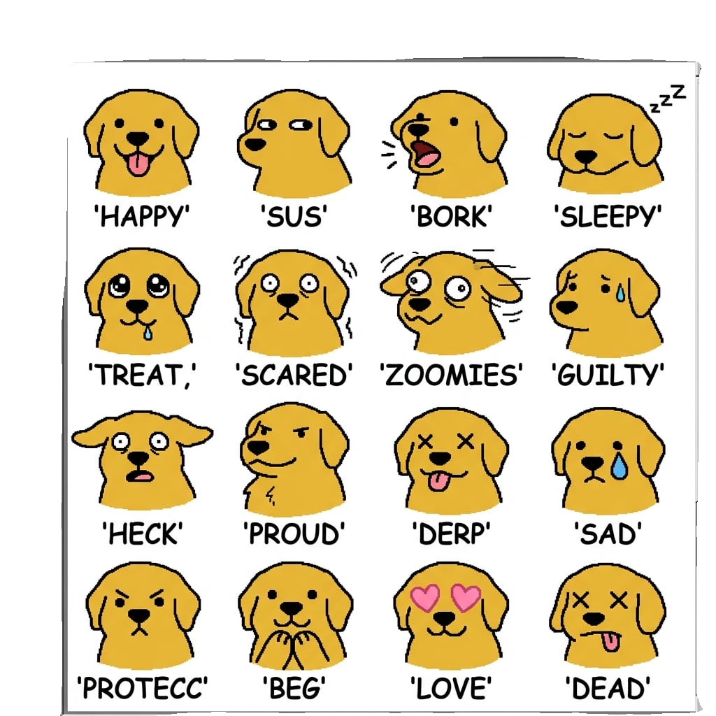 Recorte — PNG transparente da folha de figurinhas do golden retriever