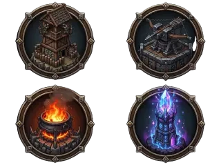 Sprite der Tower-Defense-Turm-Icons (transparentes PNG)