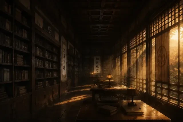 Cenário da biblioteca