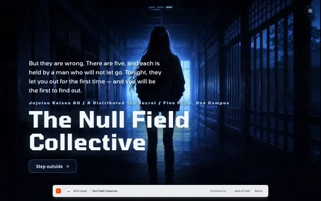 Null Field Collective — a tela de título