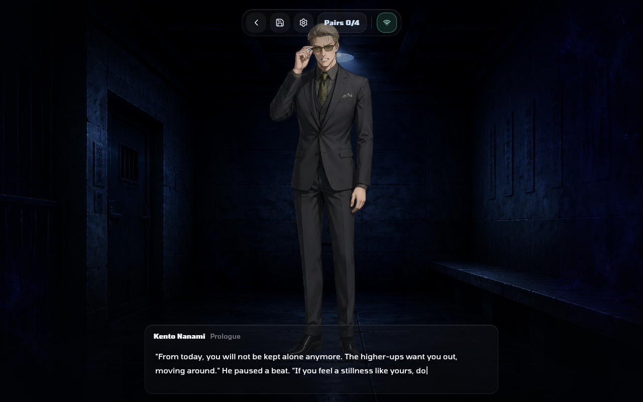 Gameplay — la convocation de Nanami dans le couloir de détention