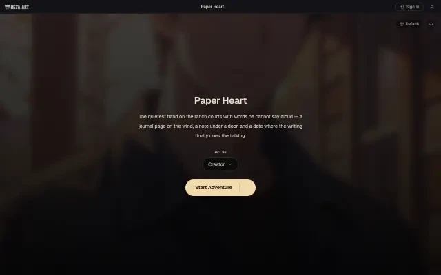 Paper Heart — la pantalla de inicio del juego en vivo