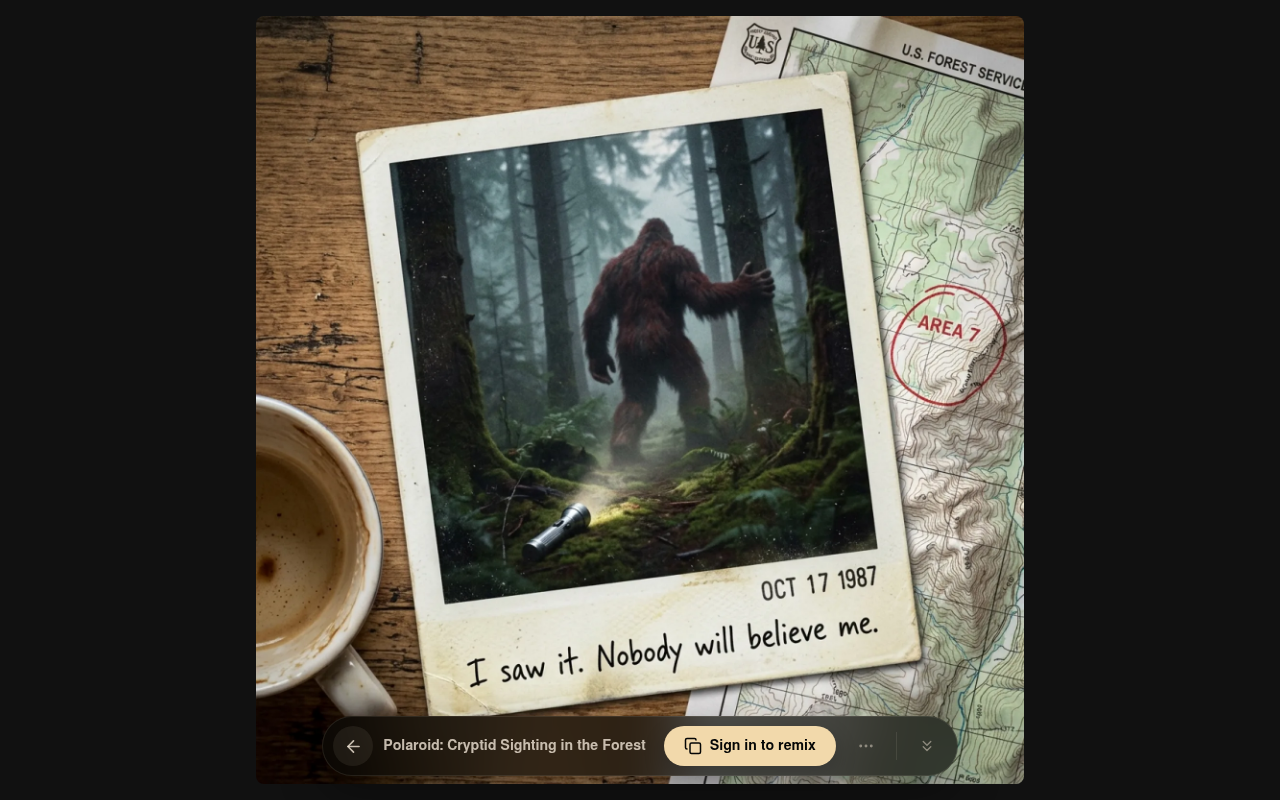 Live viewer — Polaroid: Cryptid Sighting in the Forest on neta.art