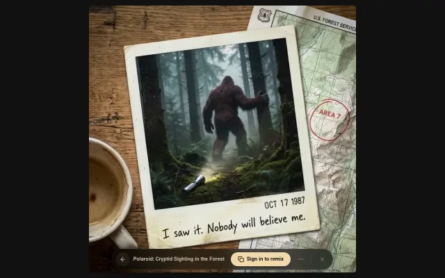 Live viewer — Polaroid: Cryptid Sighting in the Forest on neta.art
