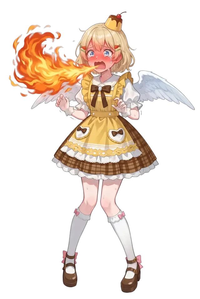 Pudding-chan – Sprite mit Feuer-Ausdruck