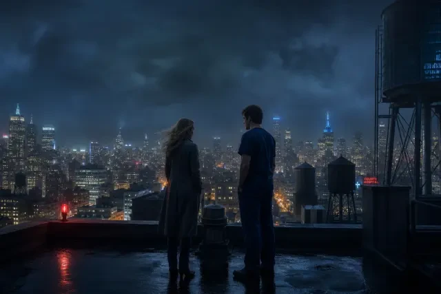 Scene background — the hospital rooftop at night