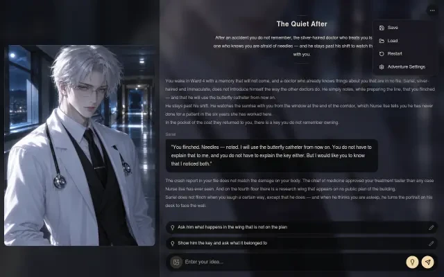 Gameplay — the in-story session menu