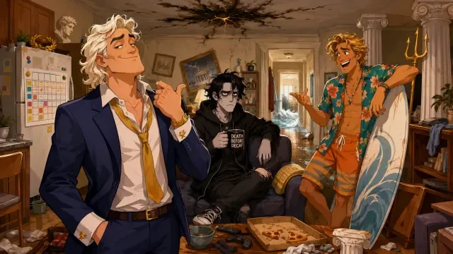 Roommates AU: Griechische Götter teilen sich eine Wohnung — Götter-Comic-Strip