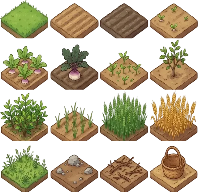 Farm plot tile sheet cut out
