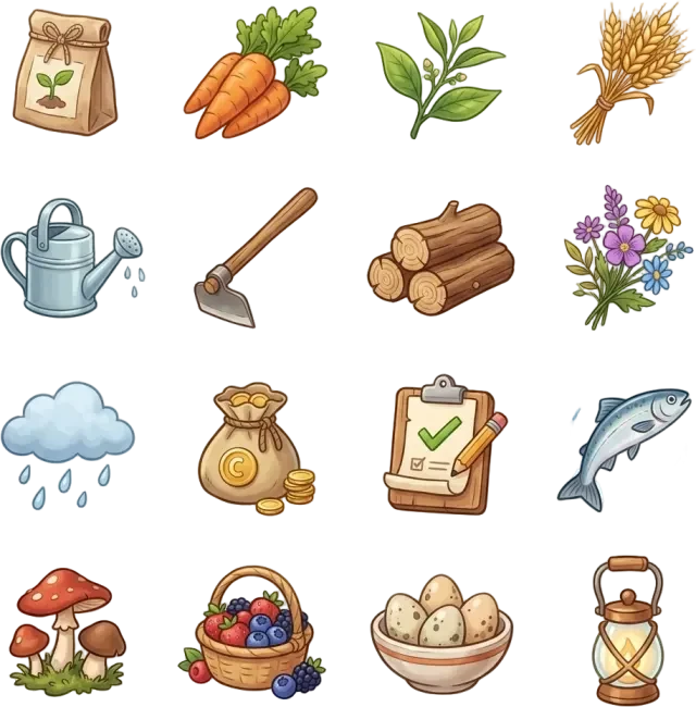 Farm item icon sheet cut out