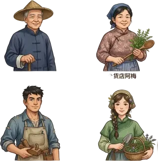 배경을 제거한 마을 주민 초상화 시트