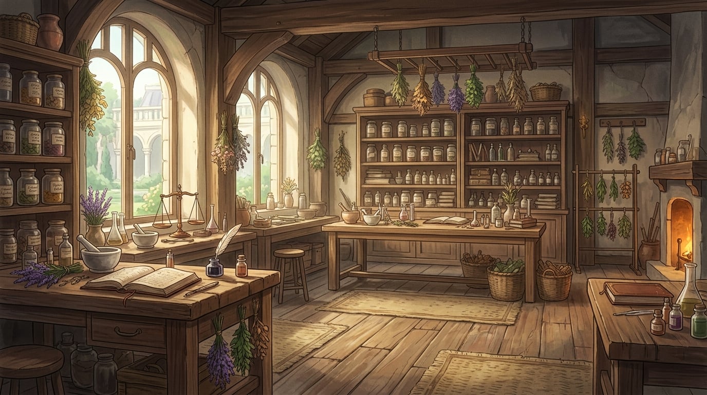 Hofapotheke von Clarines — Szenenhintergrund