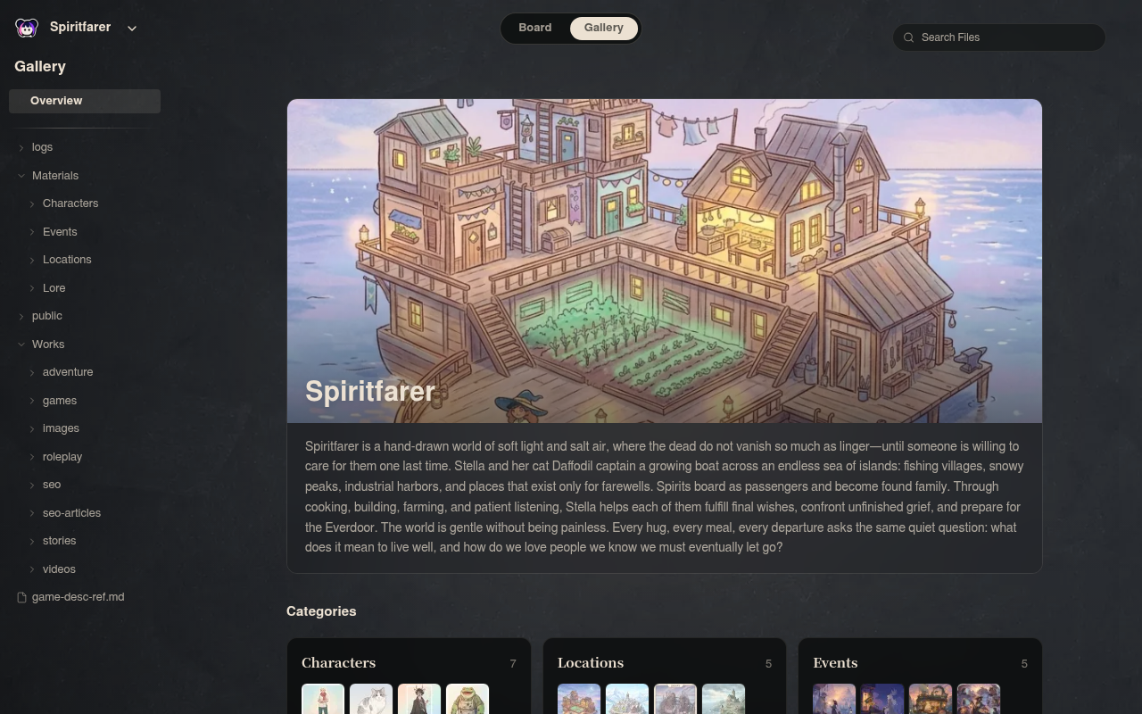 Neta Studio – Spiritfarer-Galerie-Tab