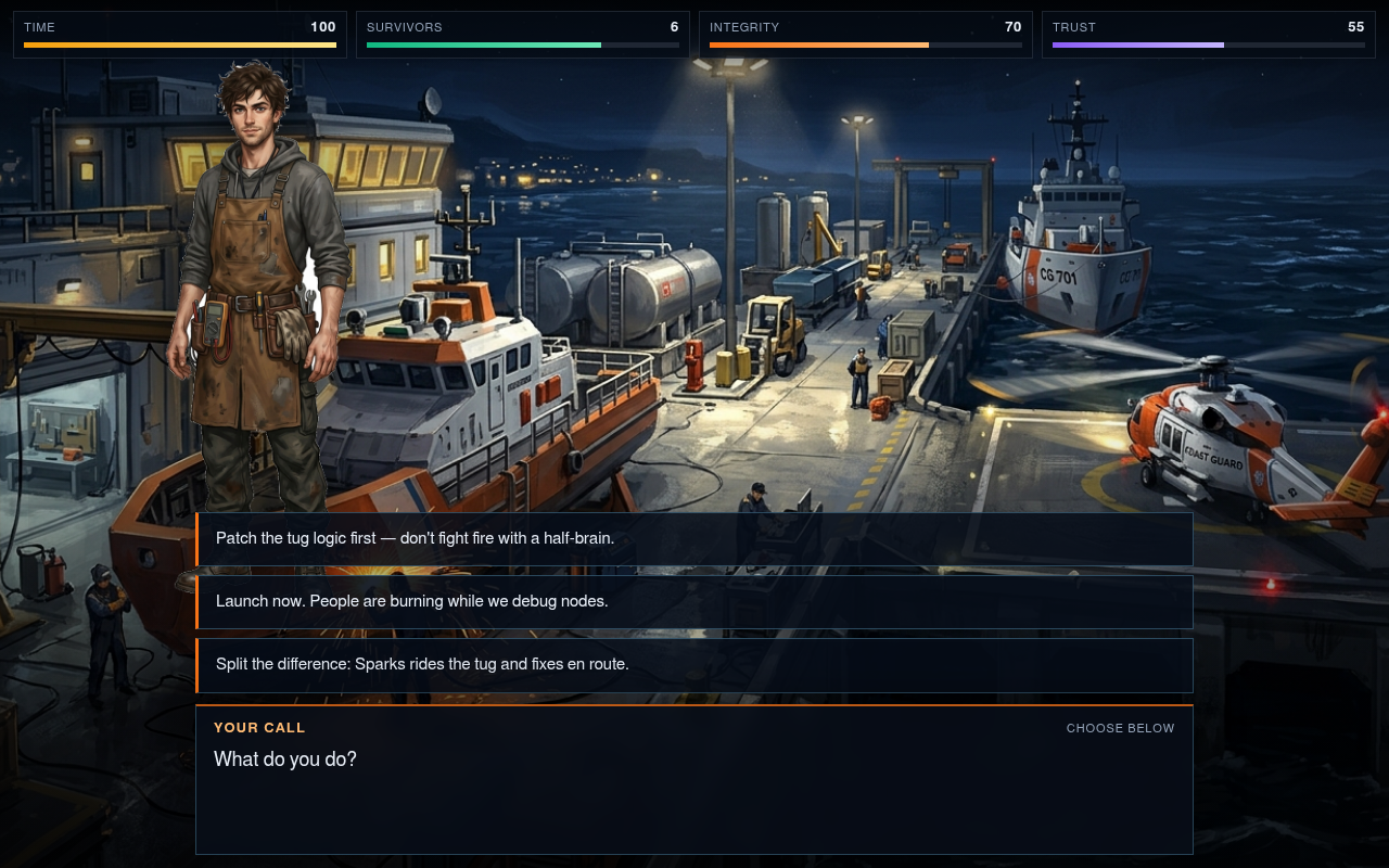 Gameplay — the first triage choice