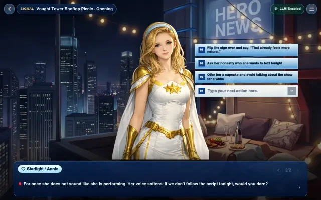 Gameplay — the choice screen
