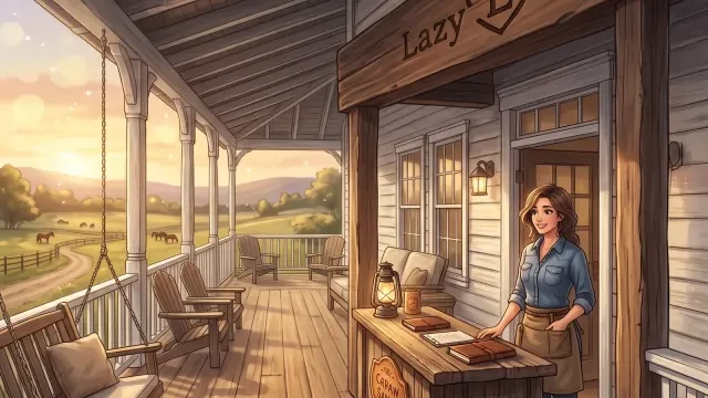 Fondo de escena — el porche de registro de la Casa Principal