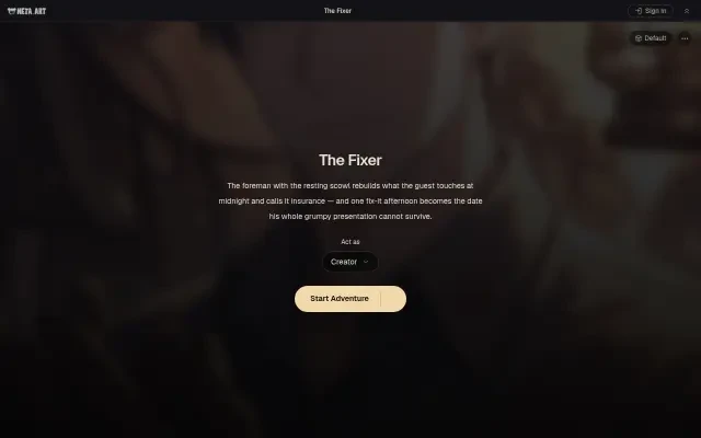 The Fixer — la pantalla de apertura del roleplay en vivo
