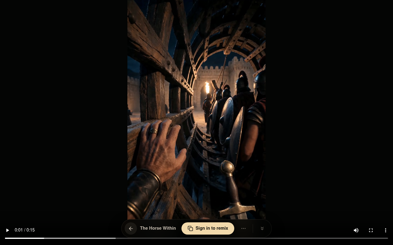 The film — opening beat, hand on the cedar ribs