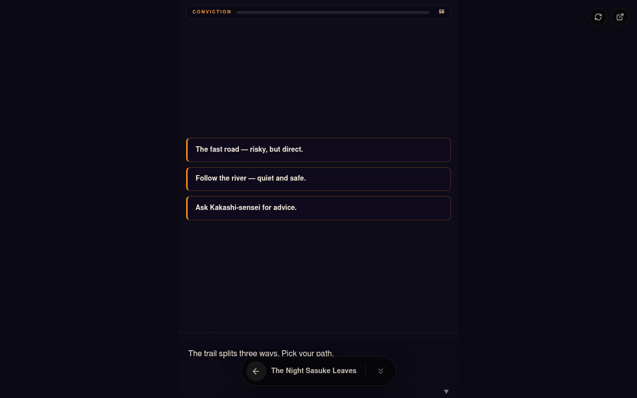 Gameplay UI — the forest split decision