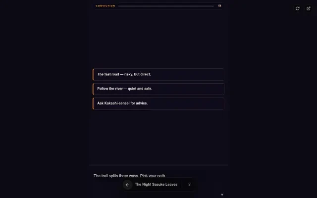 Игровой интерфейс — развилка в лесу
