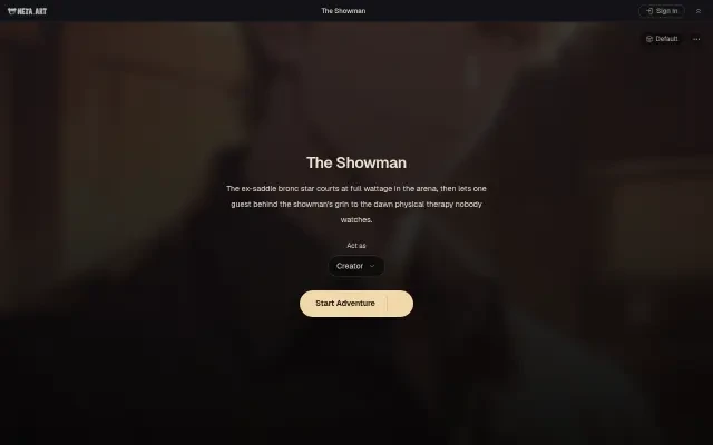 The Showman — a tela de abertura do jogo ao vivo