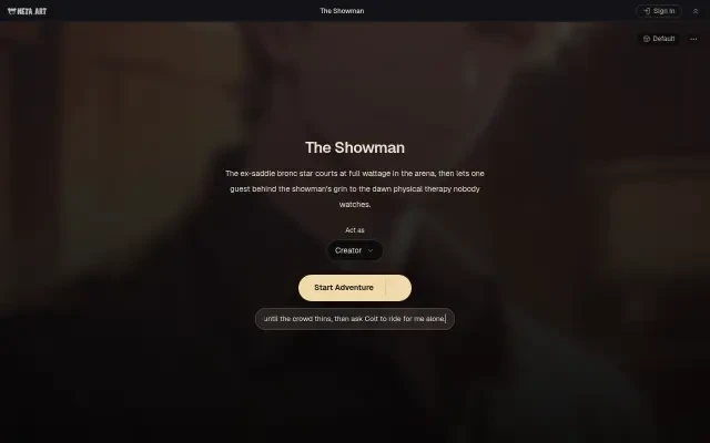 The Showman — digitando o lance de abertura do encontro na arena