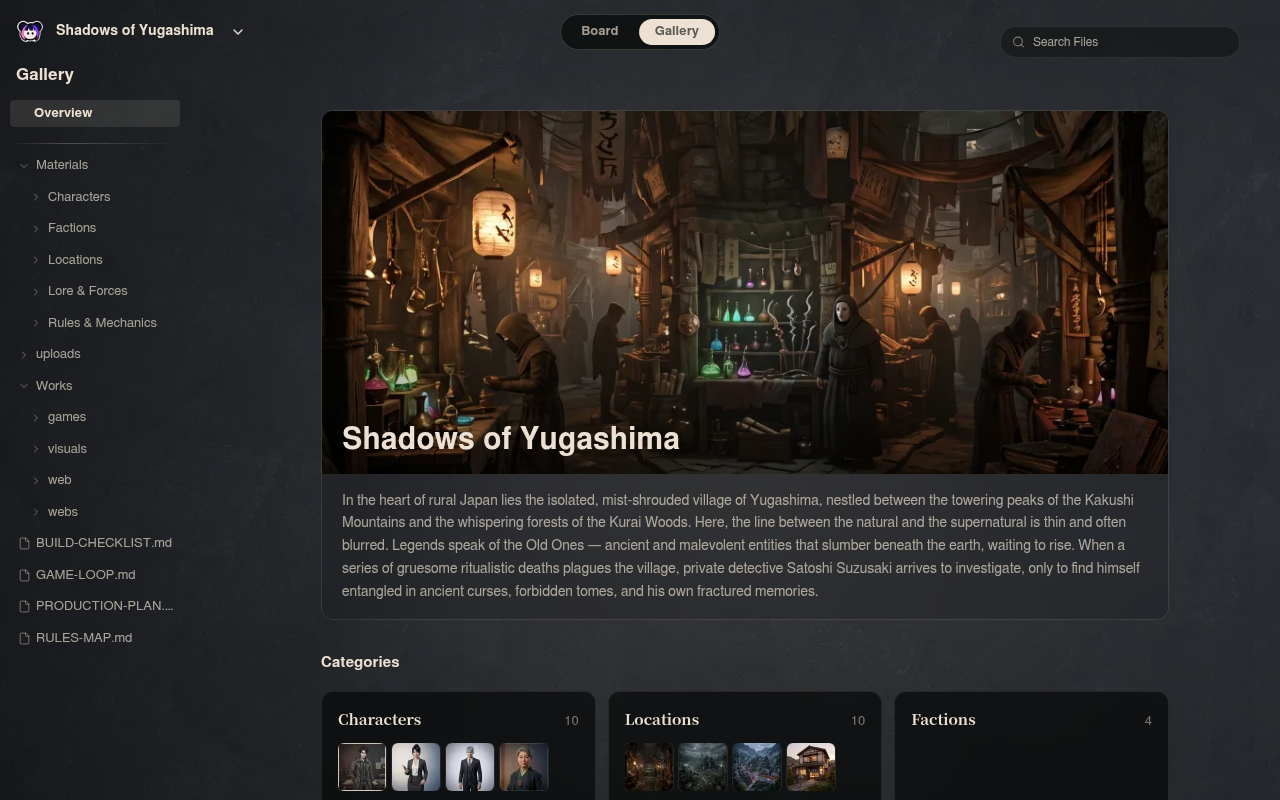 Neta Studio — gallery view with lore overview