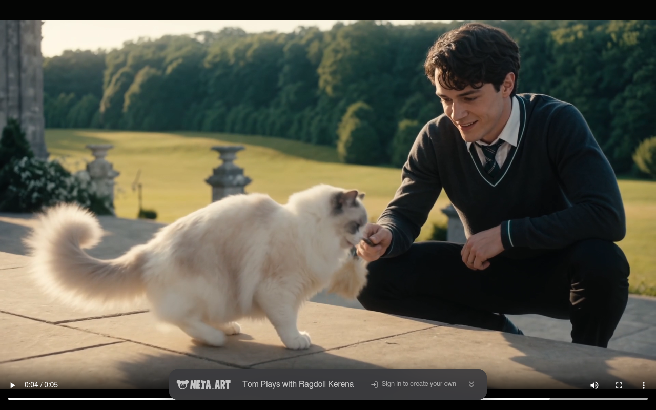 Tom Plays with Ragdoll Kerena frame 0:04 — she wins