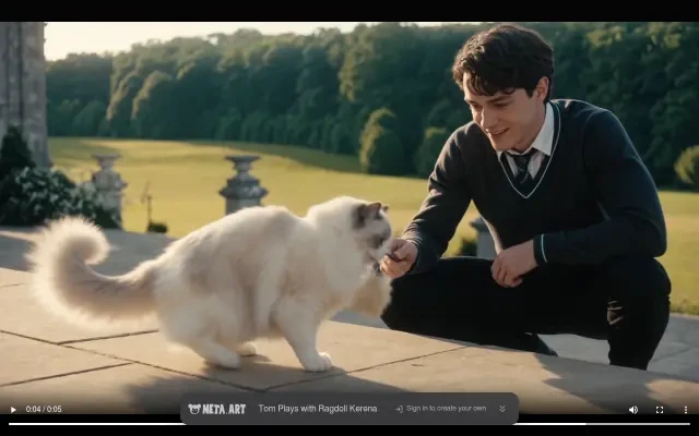 Tom Plays with Ragdoll Kerena frame 0:04 — she wins