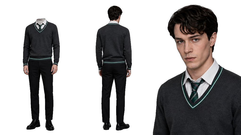 Transparent sprite cutout — Tom Riddle no-robe uniform sheet