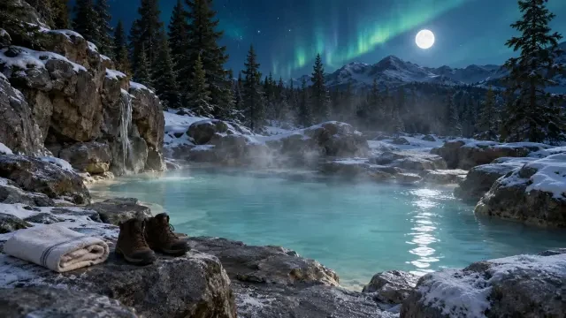 Hot Spring scene background