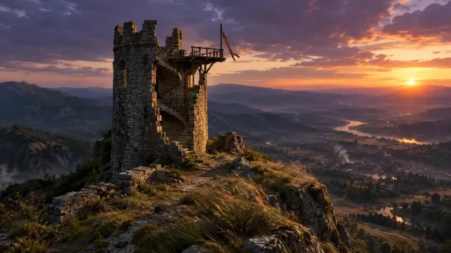 Ruined Watchtower scene background