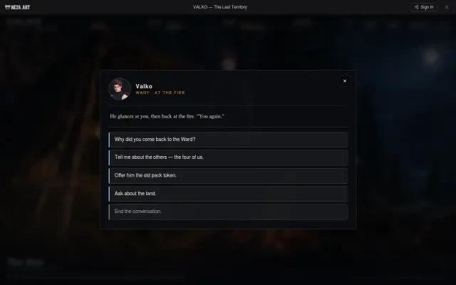 Valko: The Last Territory gameplay — the live conversation