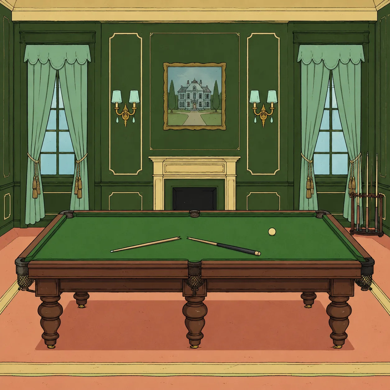 El fondo de la sala de billar
