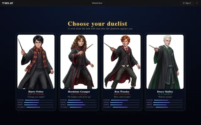 Wizard Duel Gameplay — die Wahl des Duellanten