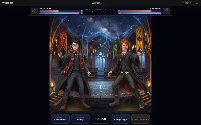 Wizard Duel Gameplay — mitten im Duell in der Arena