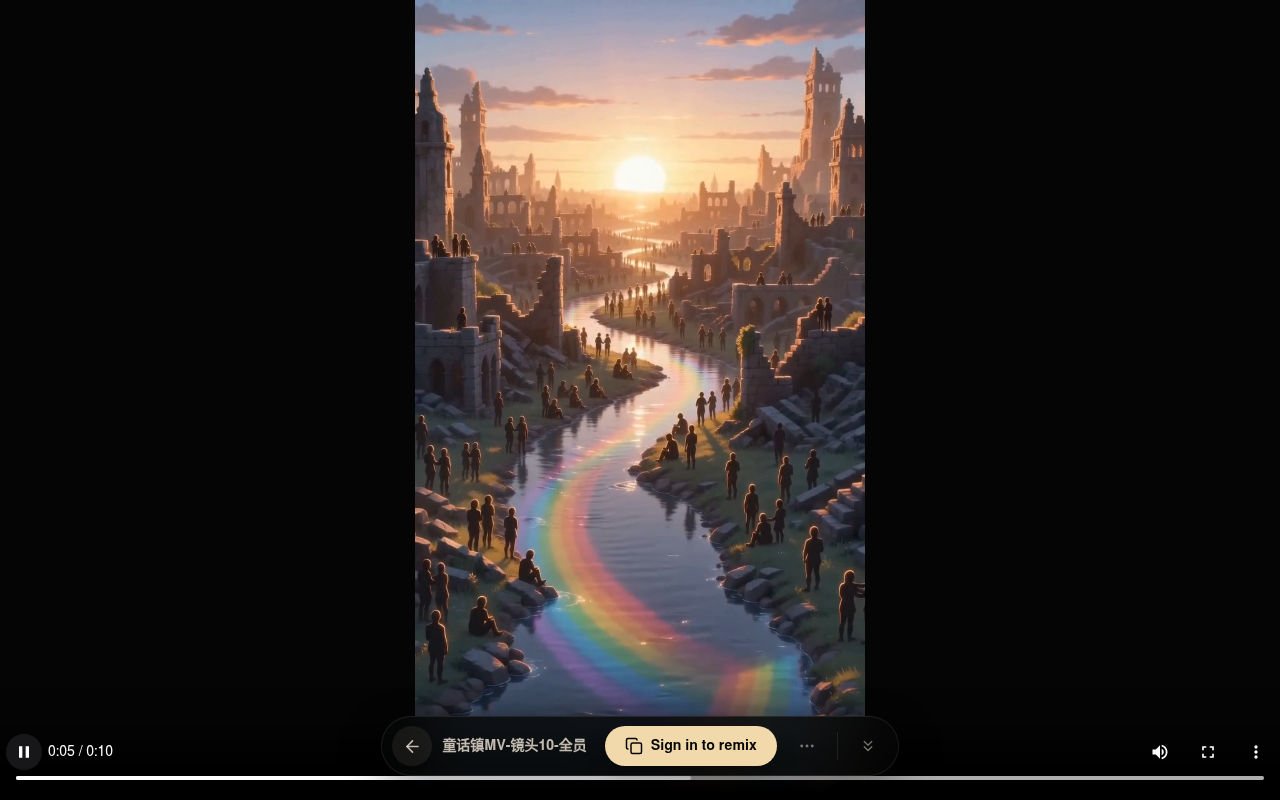 Image extraite de la vidéo finale — silhouettes le long de la rivière arc-en-ciel