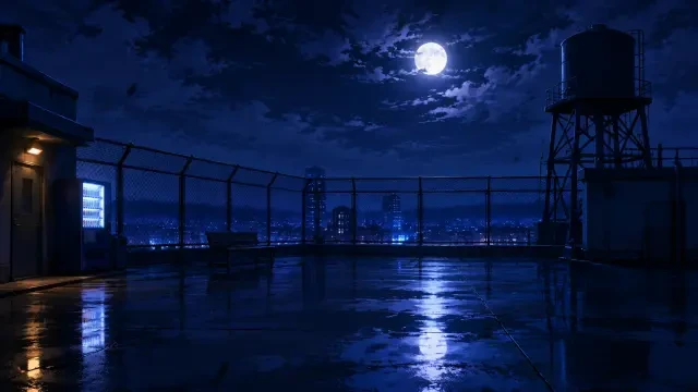 Szenenhintergrund — das Dach bei Nacht