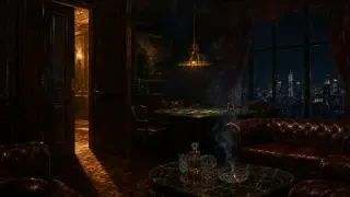 Scene background — the private club room after the door closes