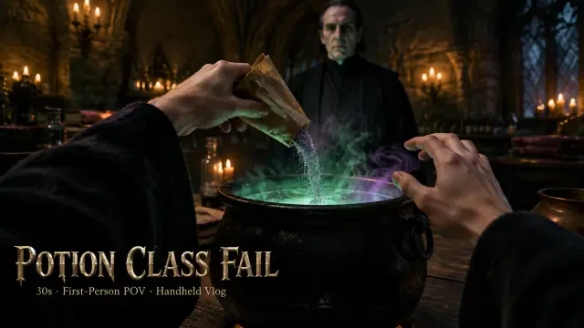 Potion Class Fail — Eröffnung 0–10 s — KI-Video von Neta Studio