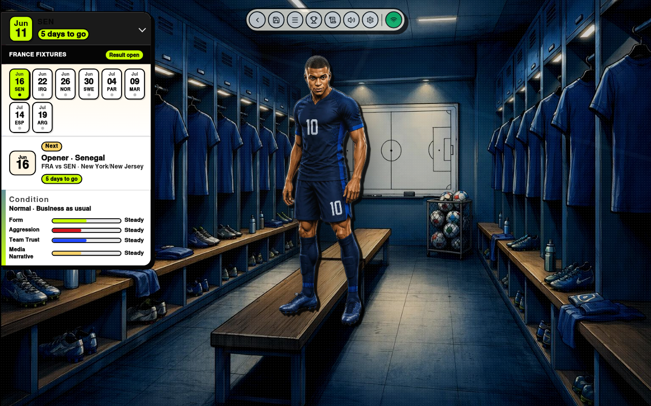 Gameplay – Road-to-Glory-Spielplan und Konditionssimulation