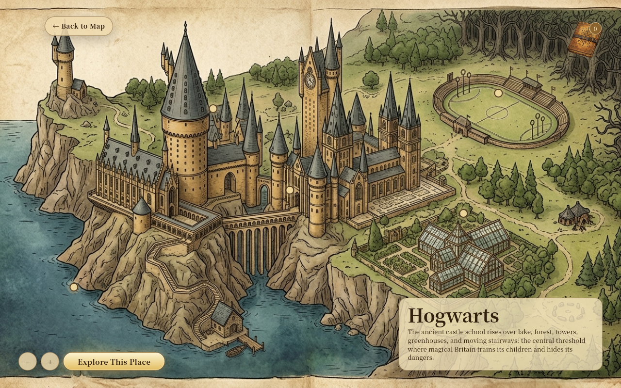 Live-App – Ortskarte von Hogwarts