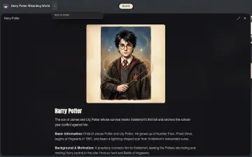 Neta Studio – vom Board geöffnetes Charakterprofil von Harry Potter