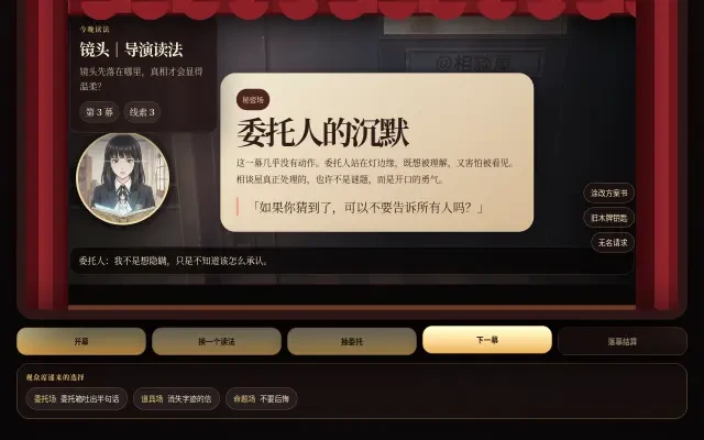 Live app — the director's reading, 委托人的沉默
